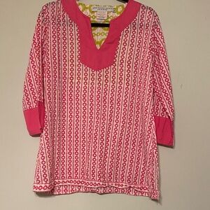 Gretchen Scott Designs Vibrant Pink and White Tunic
